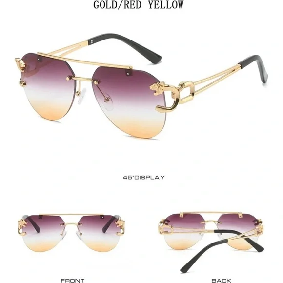 COPY - Gold Rimless Stainless Steel Sunglasses Grey Lenses - Picture 2 of 3